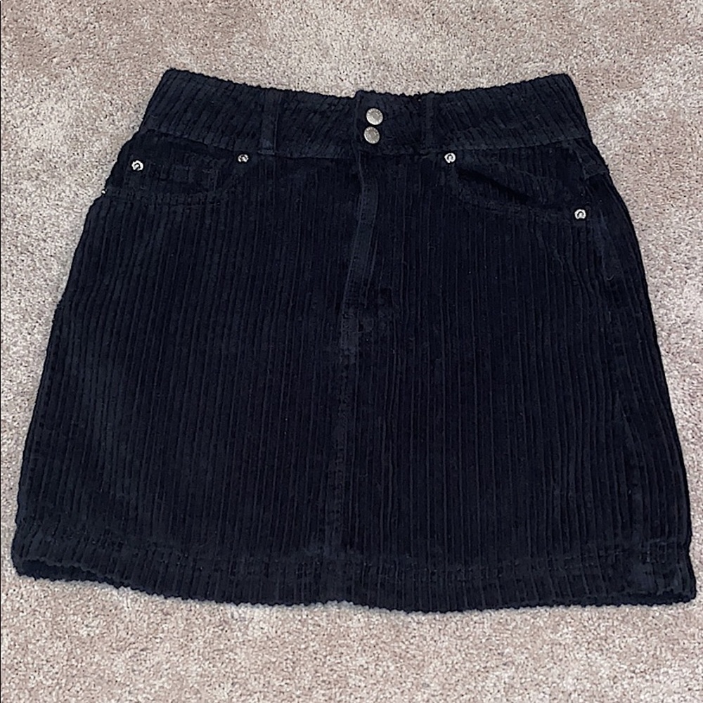 Corduroy black mini skirt